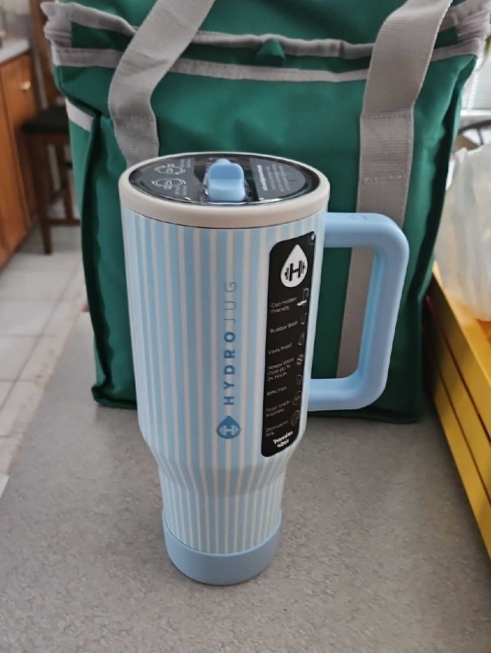 HydroJug Blue and White Striped Insulated Travel Tumbler In Cape Cod